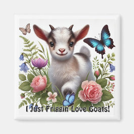 ベビーカラフルヤギと蝶と花 マグネット