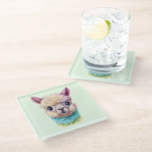 ベビーカラフルラマ ガラスコースター (アングル)