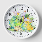 ベビーカラフル恐竜 壁時計 (正面)