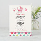 ベビーカーのサンキューカードの女の赤ちゃんのシャワー サンキューカード (スタンド正面)