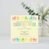 ベビーカーのシックな性はベビーシャワーの招待状を明らかにします 招待状 (スタンド正面)
