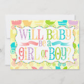 ベビーカーのシックな性はベビーシャワーの招待状を明らかにします 招待状 (裏面)