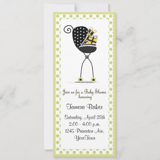 ベビーカーのベビーシャワー 招待状 (正面)