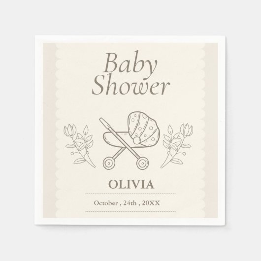 ベビーカーの冒険 | 男女兼用ベビー スタンダードカクテルナプキン (正面)