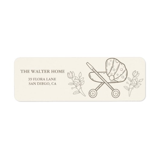 ベビーカーの冒険 | 赤男女兼用ちゃんシャワー ラベル (正面)