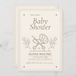 ベビーカーの冒険 | 赤男女兼用ちゃんシャワー 招待状