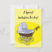 ベビーカーの漫画イラスト 招待状 (裏面)