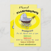 ベビーカーの漫画イラスト 招待状 (正面/裏面)