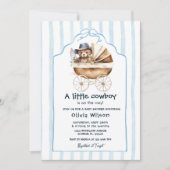 ベビーカーの赤ちゃんシャワーを持つ小さなカウボーイ 招待状 (正面)