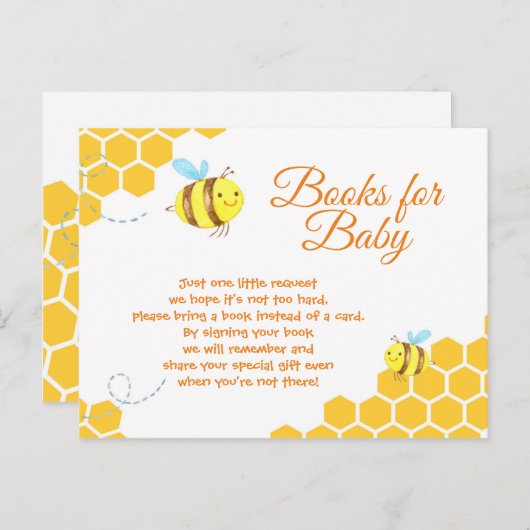 ベビーカードのためのかわいく小さい蜂のベビーシャワーの本 インビテーションポストカード (正面/裏面)