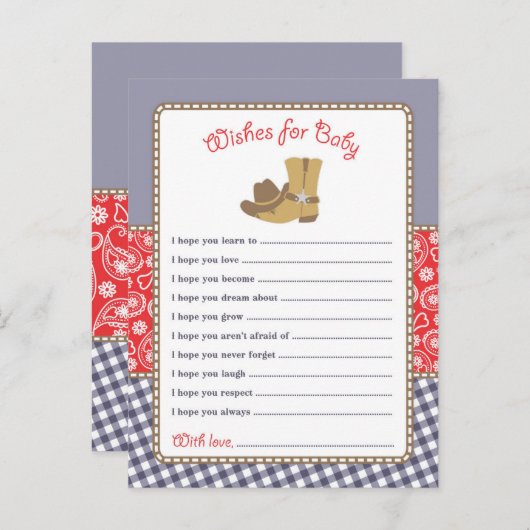 ベビーカードのためのカウボーイのベビーシャワーの願い インビテーションポストカード (正面/裏面)
