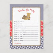 ベビーカードのためのカウボーイのベビーシャワーの願い インビテーションポストカード (正面)