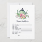 ベビーカードのための水彩画のティーポットの願い 招待状 (正面)