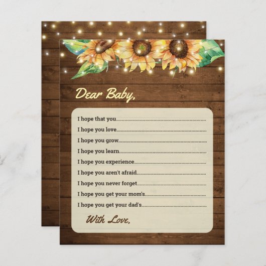 ベビーカードひまわり秋シャワーアドバイス (正面/裏面)