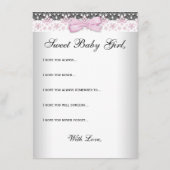 ベビーカードベビーガールシャワーの願い アドバイスカード (裏面)