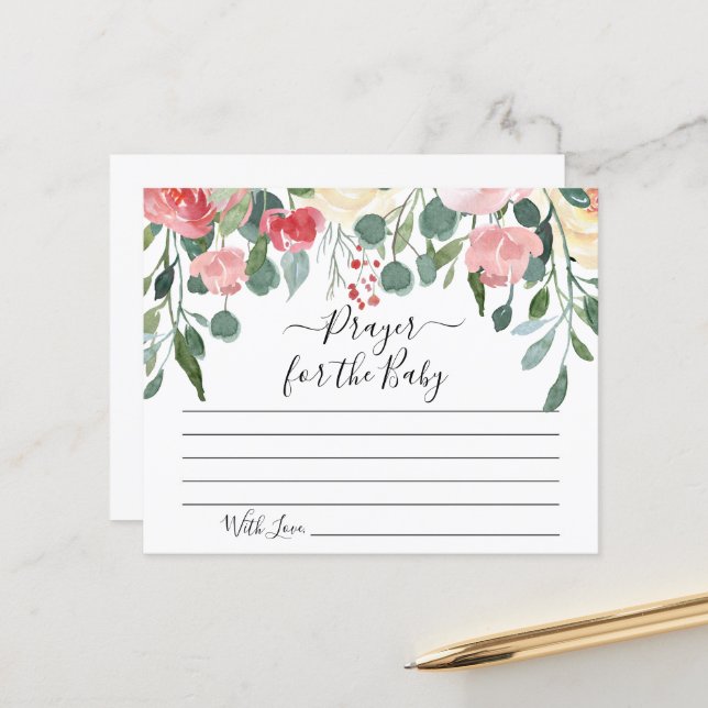 ベビーカードベビーシャワーパーティー用祈りの言葉 (正面/裏面インサイチュ)