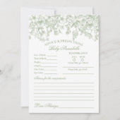 ベビーカード用のセージChinoiserieフローラアドバイス 招待状 (正面)