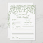 ベビーカード用のセージChinoiserieフローラアドバイス 招待状 (正面/裏面)