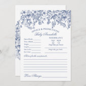 ベビーカード用のブルーチャイノエリーフローラアドバイス 招待状 (正面/裏面)