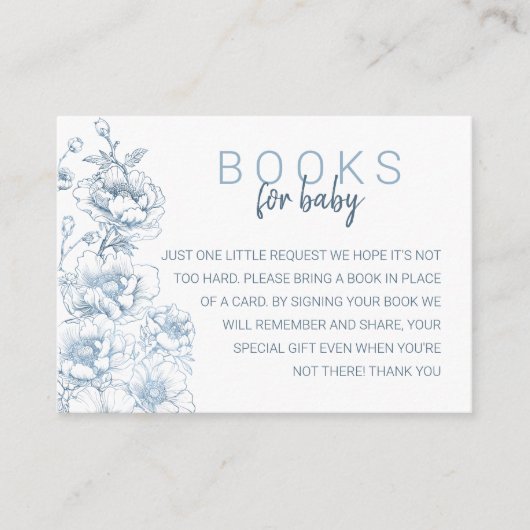 ベビーカード用の書籍 – Dusty Blueフローラエンクロージャ エンクロージャーカード (正面)