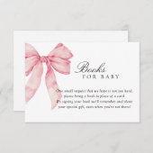ベビーカード用の本、ピンクボウ女の子ベビシャワー 招待状 (正面/裏面)