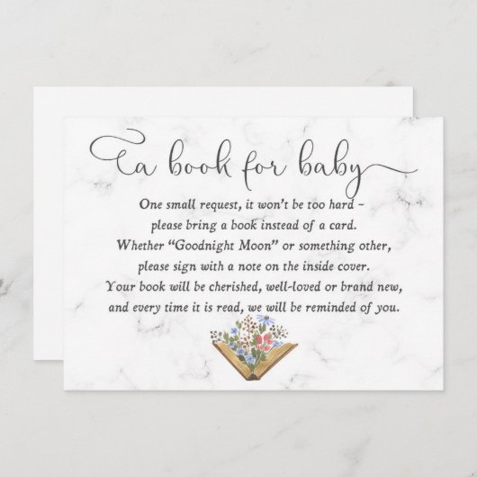 ベビーカード用の本、ブックカードを持参するベビーシャワー 招待状 (正面/裏面)
