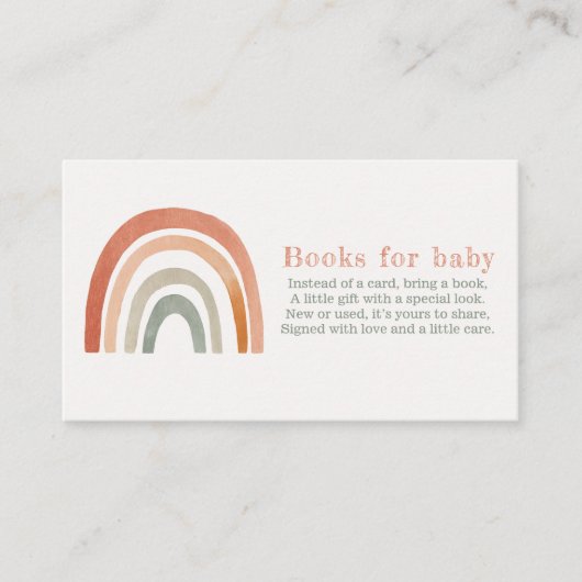 ベビーカード用の錆テラコッタ虹の本 エンクロージャーカード (正面)