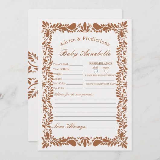 ベビーカード用スペインの粘土タラベラ瓦アドバイス 招待状 (正面/裏面)