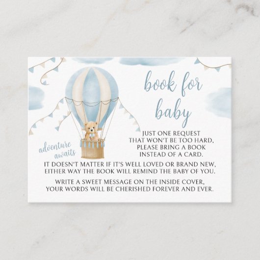 ベビーカード用テディベア赤ちゃんシャワーブック エンクロージャーカード (正面)