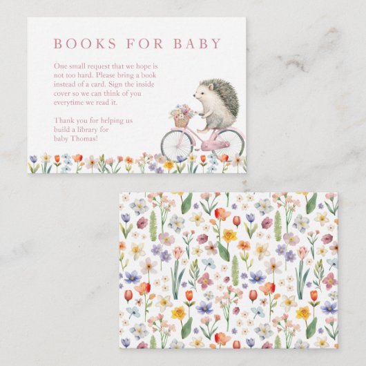 ベビーカード用ブック – ピンクフローラヘッジホッグ挿入 エンクロージャーカード (正面/裏面)