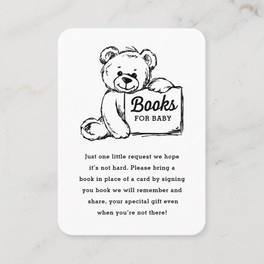 ベビーカード用ブック、ミニマリスト赤ちゃんシャワーベアP プレイスカード (正面)