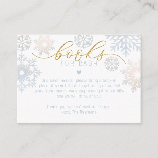 ベビーカード用ブック – Blue Winter Shower エンクロージャーカード (正面)