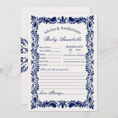 ベビーカード用ブルースペインのタラベラタイルアドバイス 招待状 (正面/裏面)