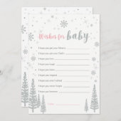ベビーカード、女の子の赤ちゃんシャワーゲームの願い 招待状 (正面/裏面)