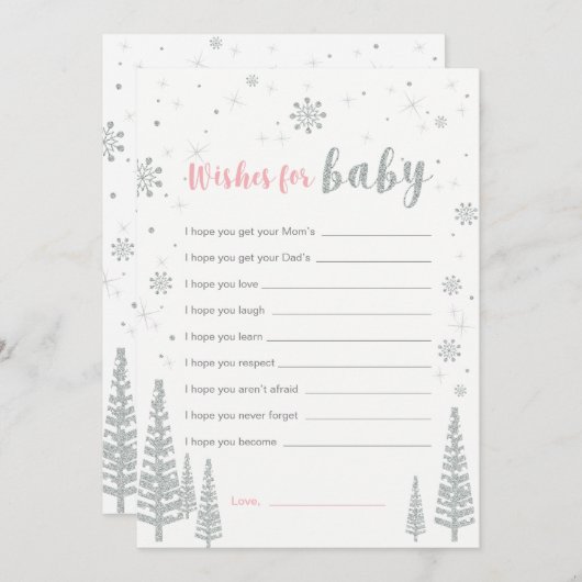 ベビーカード、女の子の赤ちゃんシャワーゲームの願い 招待状 (正面/裏面)