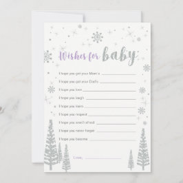 ベビーカード、紫色の女の子の赤ちゃんシャワーゲームの願い 招待状