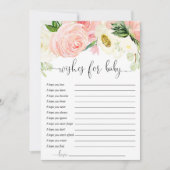 ベビーカード 願い ピンク ゴールド グリーン 花 招待状 (正面)