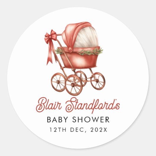 ベビーカーモダンリトルメリークリスマスベビーシャワー ラウンドシール (正面)