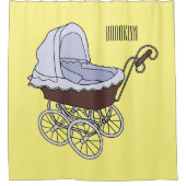 ベビーカー漫画イラストレーション シャワーカーテン (正面)