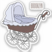 ベビーカー漫画イラストレーション シール (正面)