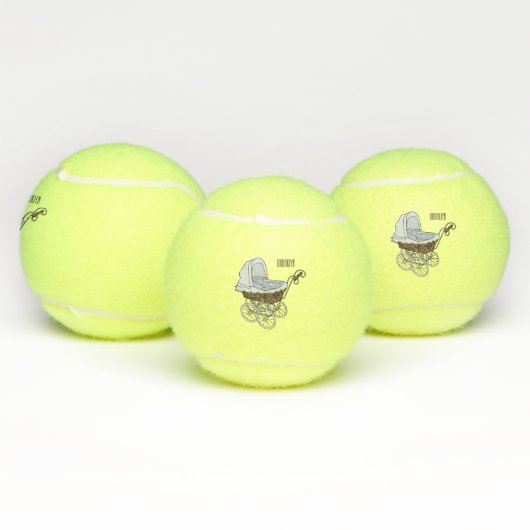 ベビーカー漫画イラストレーション テニスボール (マルチ)