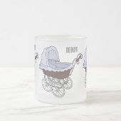 ベビーカー漫画イラストレーション フロストグラスマグカップ (中央)