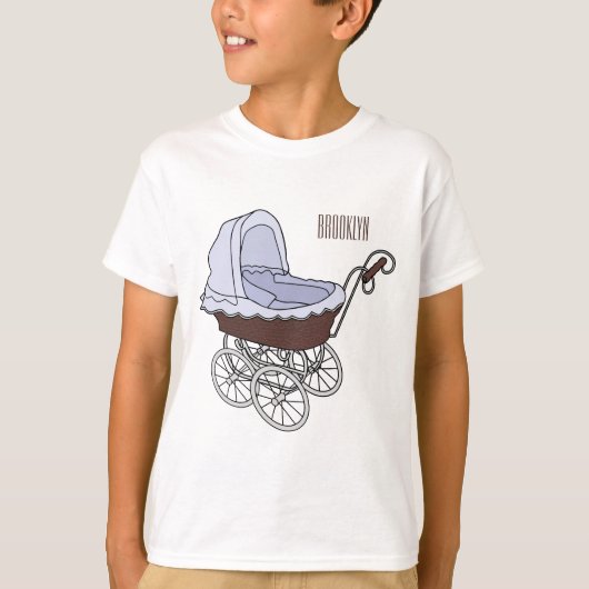 ベビーカー漫画イラストレーション Tシャツ (正面)