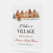 ベビーカー素朴ビレッジハウスウィンターベビーシャワー アクリルサイン (傾斜)