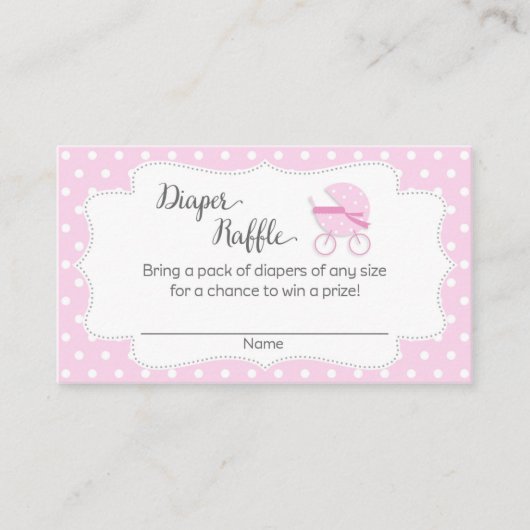 ベビーカー赤ちゃんシャワーおむつラッフルチケット エンクロージャーカード (正面)
