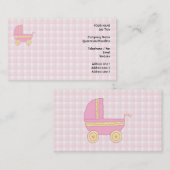 ベビーカー。 ピンクの点検のピンクそして黄色 名刺 (正面/裏面)