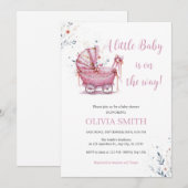 ベビーカー ベビーシャワー 招待状 (正面/裏面)