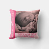 ベビーガーパーソナライズされたルピンク誕生スタット クッション (裏面)