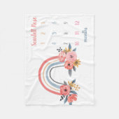 ベビーガーパーソナライズされたルマイルストーンフローラレインボー フリースブランケット (正面)