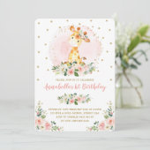 ベビーガーリーキリン赤面金ゴールドフローラ1日目の誕生日 招待状 (スタンド正面)